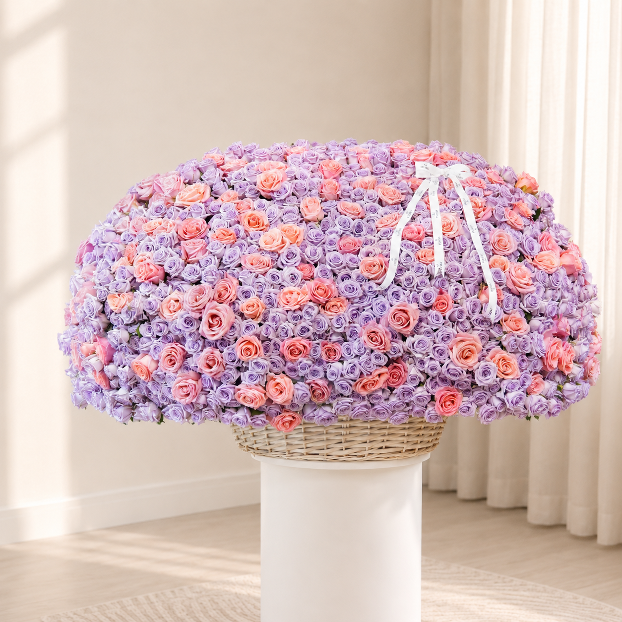 1000 Purple & Pink Roses Basket