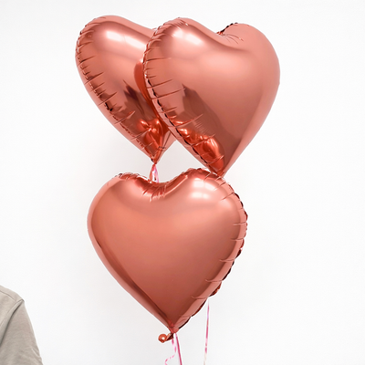 3pcs Rose Gold heart Balloons