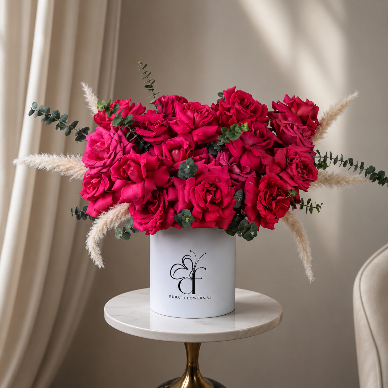 French Dark Pink Roses Box