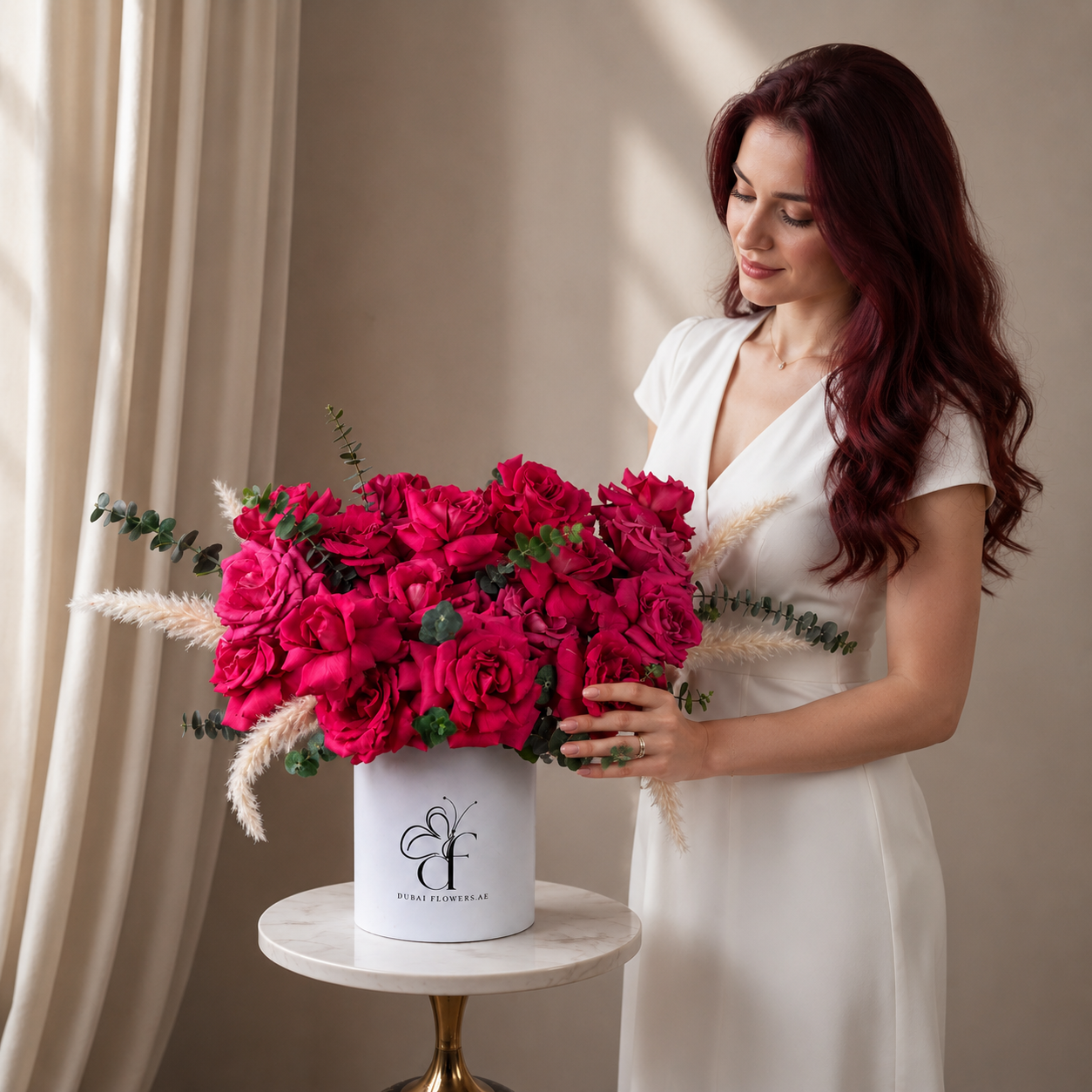 French Dark Pink Roses Box