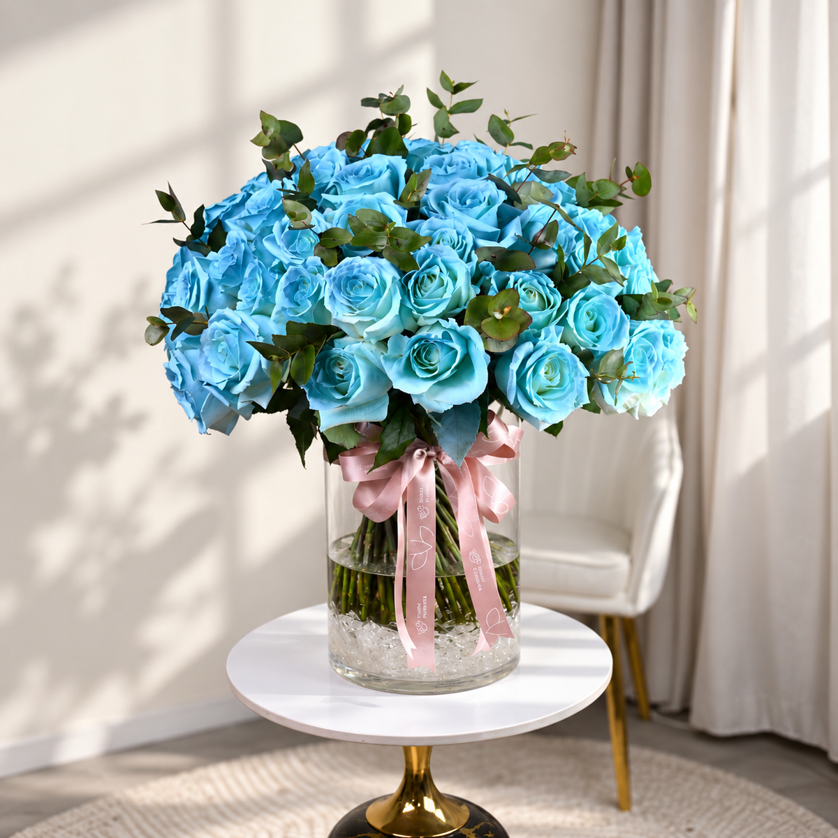 Light Blue Roses in Vase