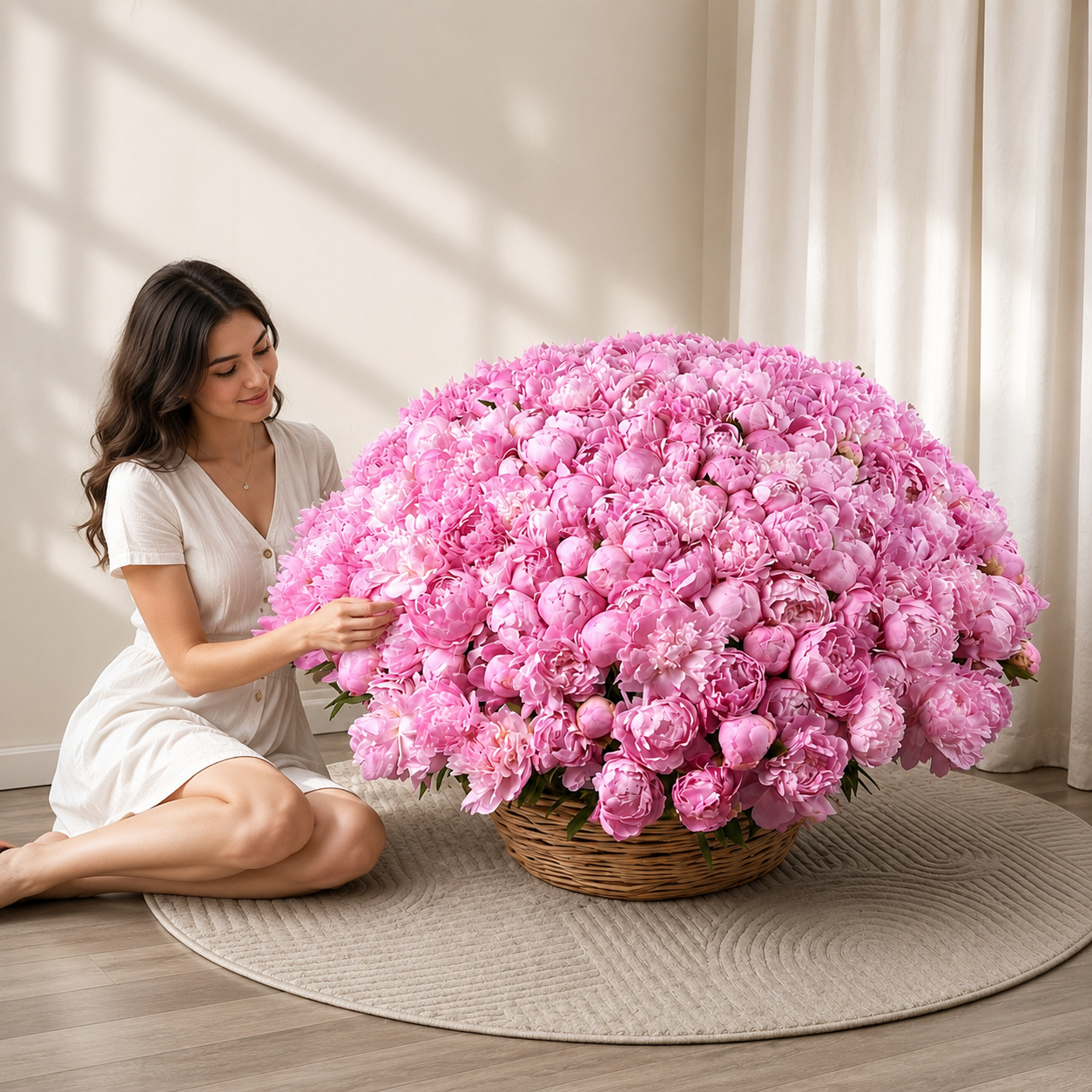 Pink Peony Basket