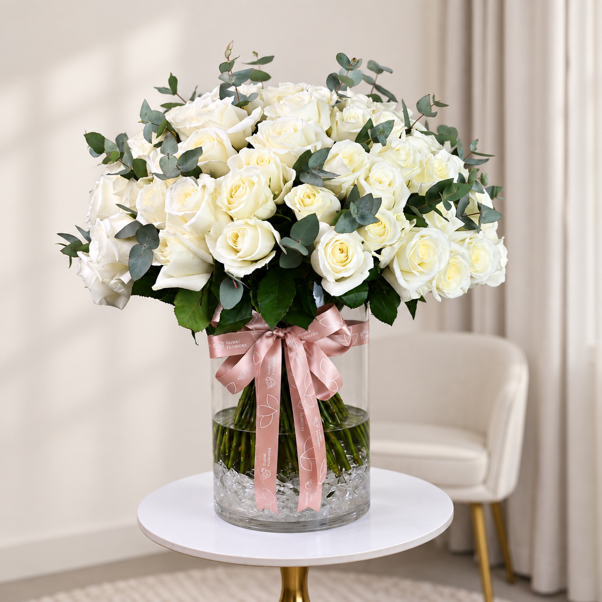 White Roses in Vase