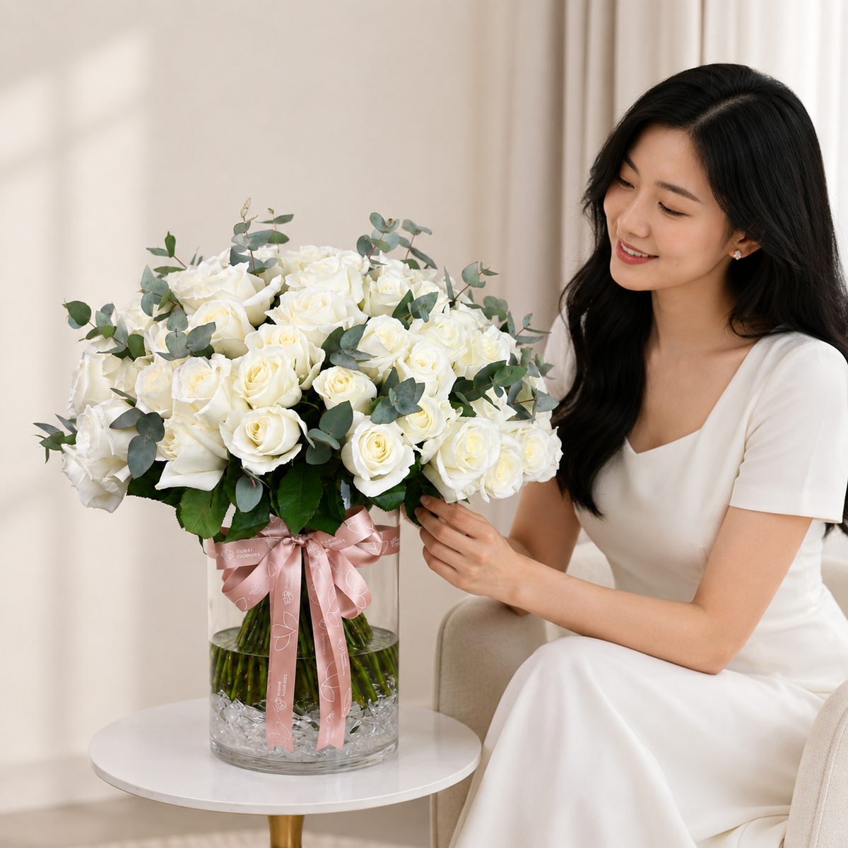 White Roses in Vase