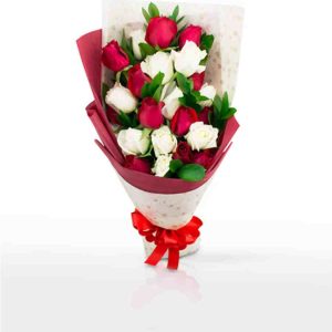 Beauty Red and White Roses Flower Bouquet