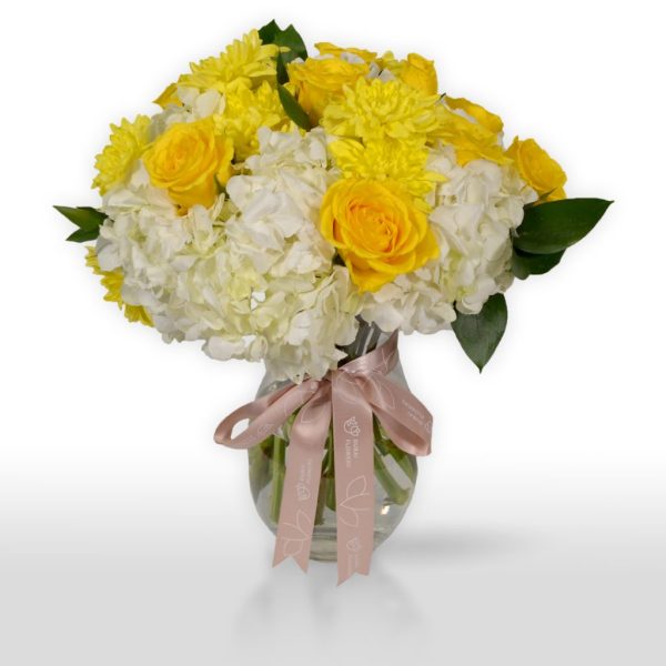 Give Me a Shine buy white and yellow flowers bouquet